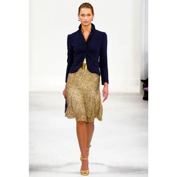 Ralph Lauren Collection Sequin Embellished Skirt Gold Runway Party Formal $5K 8 - Picture 2 of 15